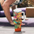 Hawaiian Honolulu Festival Tumbler With Handle Hawaiian Identity - Hula Dancer and Ukulele Tropical Plants Style