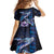 Hawaiian Whales Love Couple Kid Short Sleeve Dress Hibiscus and Kakau Art Tattoo Night Sky Vibe