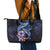 Hawaiian Whales Love Couple Leather Tote Bag Hibiscus and Kakau Art Tattoo Night Sky Vibe