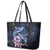 Hawaiian Whales Love Couple Leather Tote Bag Hibiscus and Kakau Art Tattoo Night Sky Vibe