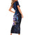 Hawaiian Whales Love Couple Short Sleeve Bodycon Dress Hibiscus and Kakau Art Tattoo Night Sky Vibe