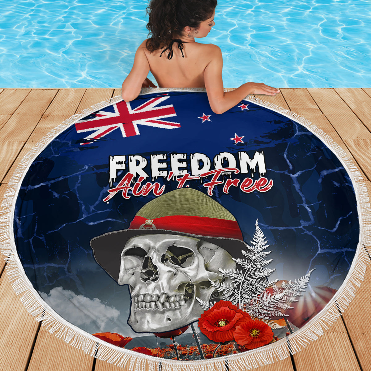 New Zealand ANZAC Day Beach Blanket Freedom Ain't Free LT05 - Polynesian Pride