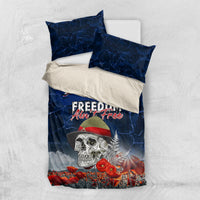 New Zealand ANZAC Day Bedding Set Freedom Ain't Free LT05 US Twin 172cm x 218cm Blue - Polynesian Pride