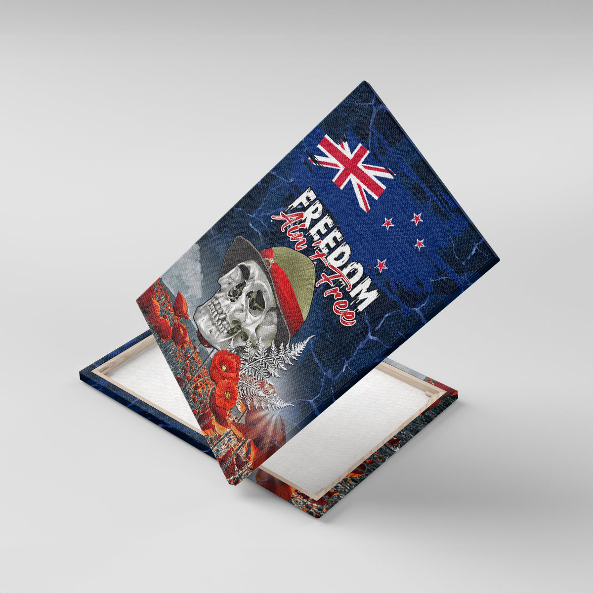 New Zealand ANZAC Day Canvas Wall Art Freedom Ain't Free LT05 With Frame Blue - Polynesian Pride
