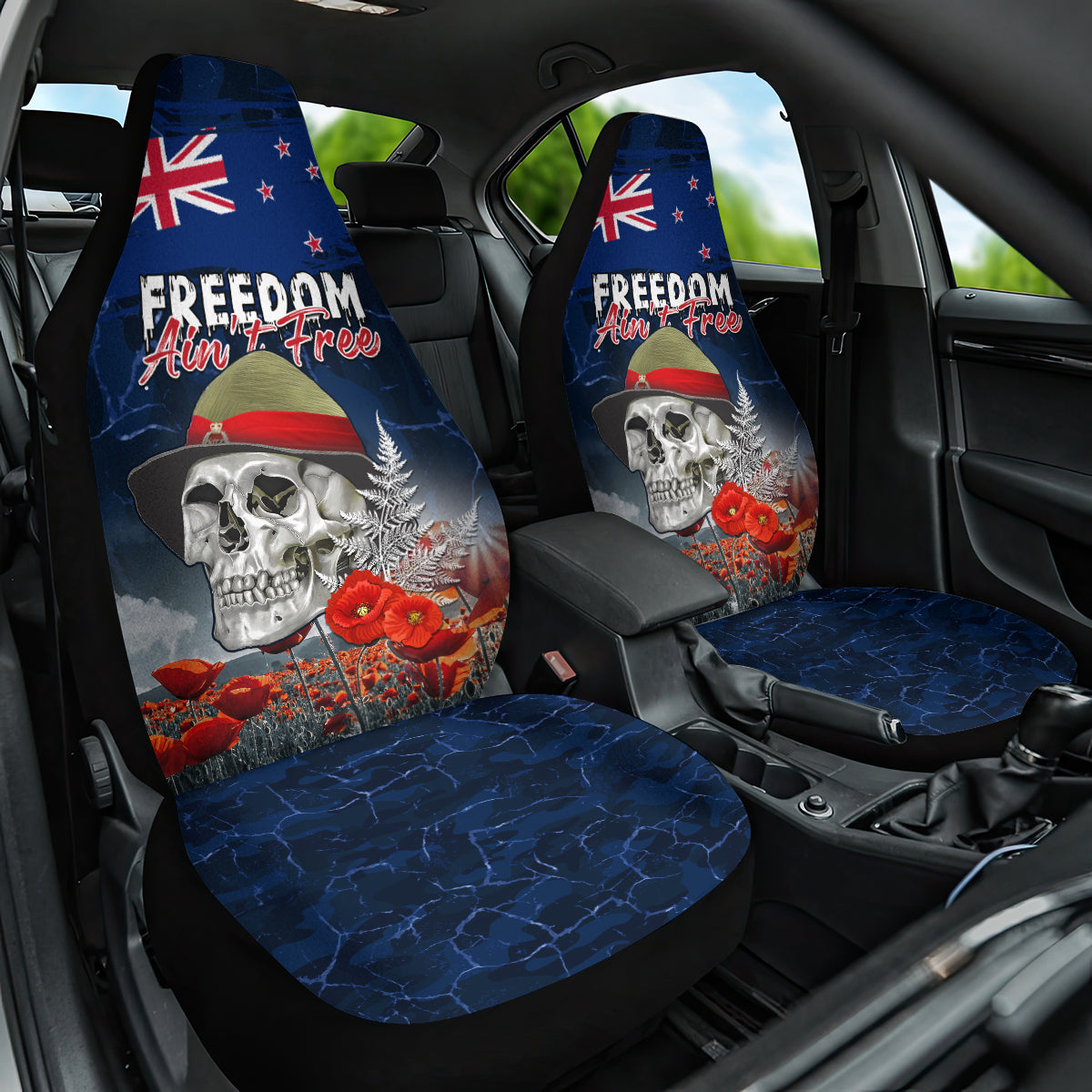 New Zealand ANZAC Day Car Seat Cover Freedom Ain't Free LT05 One Size Blue - Polynesian Pride