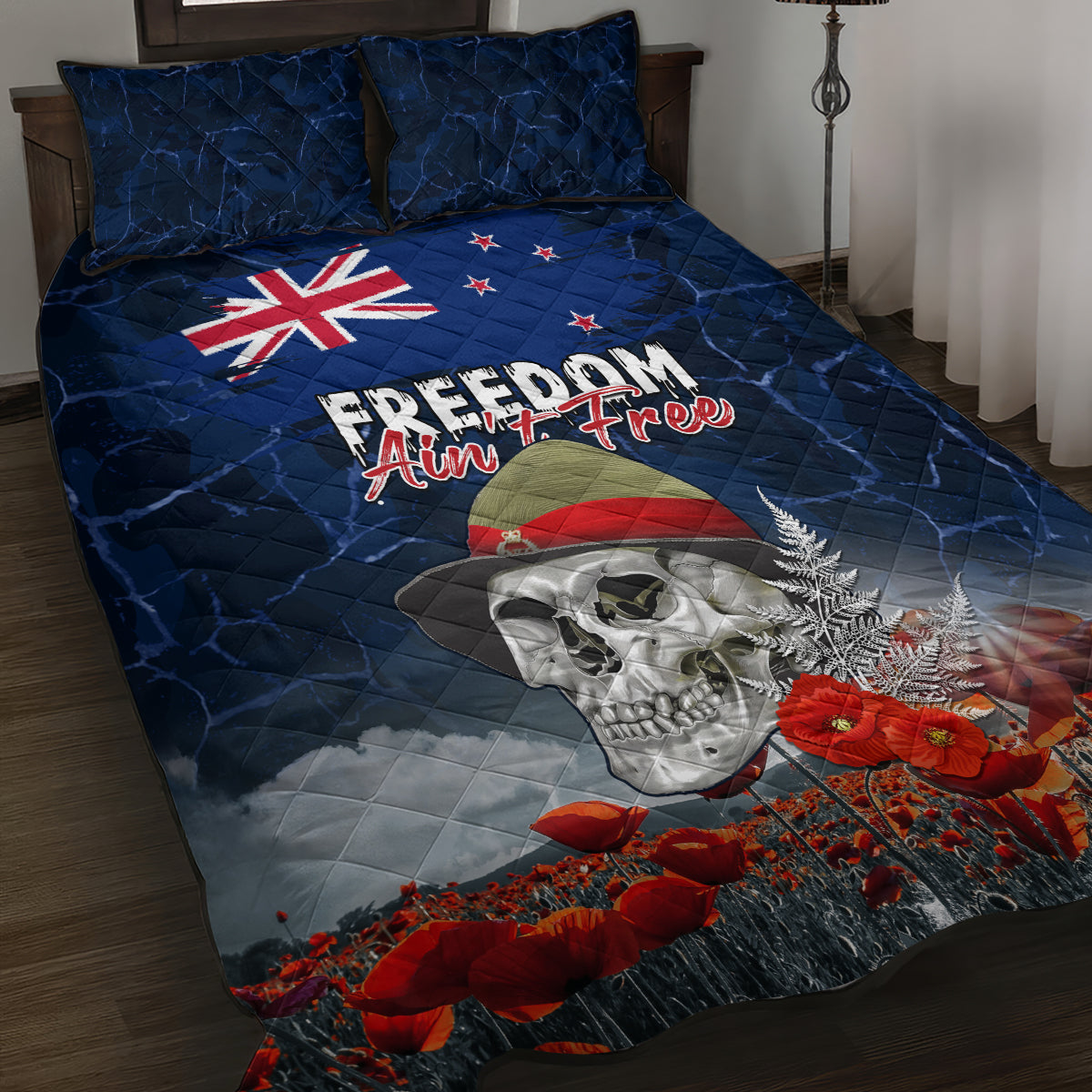 New Zealand ANZAC Day Quilt Bed Set Freedom Ain't Free