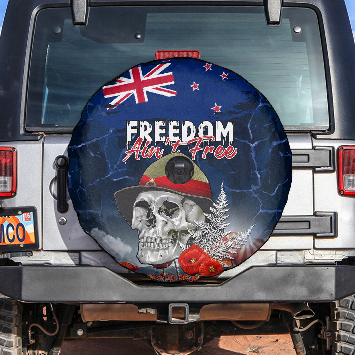 New Zealand ANZAC Day Spare Tire Cover Freedom Ain't Free LT05 Blue - Polynesian Pride