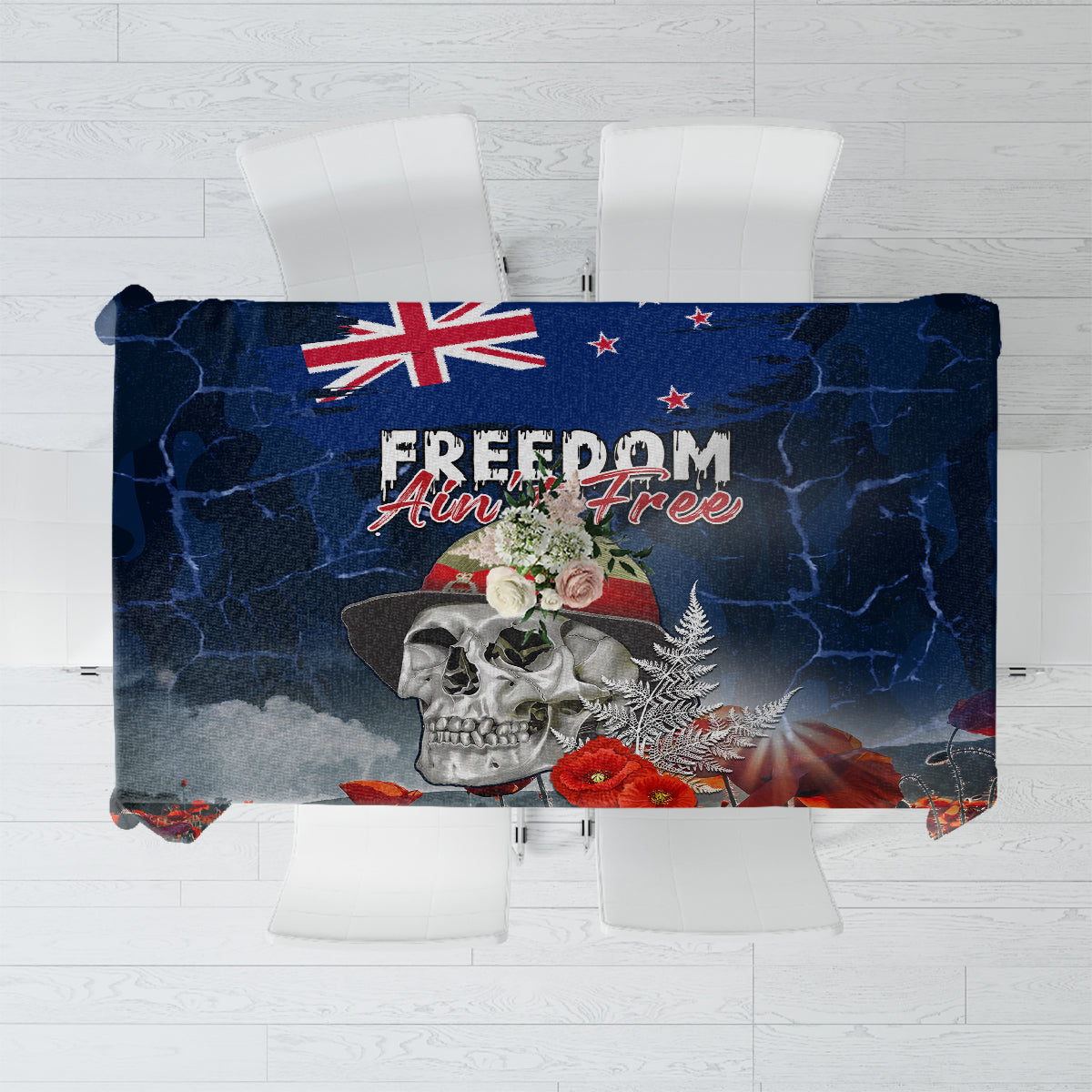 New Zealand ANZAC Day Tablecloth Freedom Ain't Free LT05 Blue - Polynesian Pride