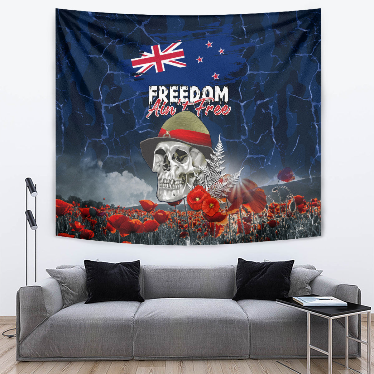 New Zealand ANZAC Day Tapestry Freedom Ain't Free LT05 Blue - Polynesian Pride