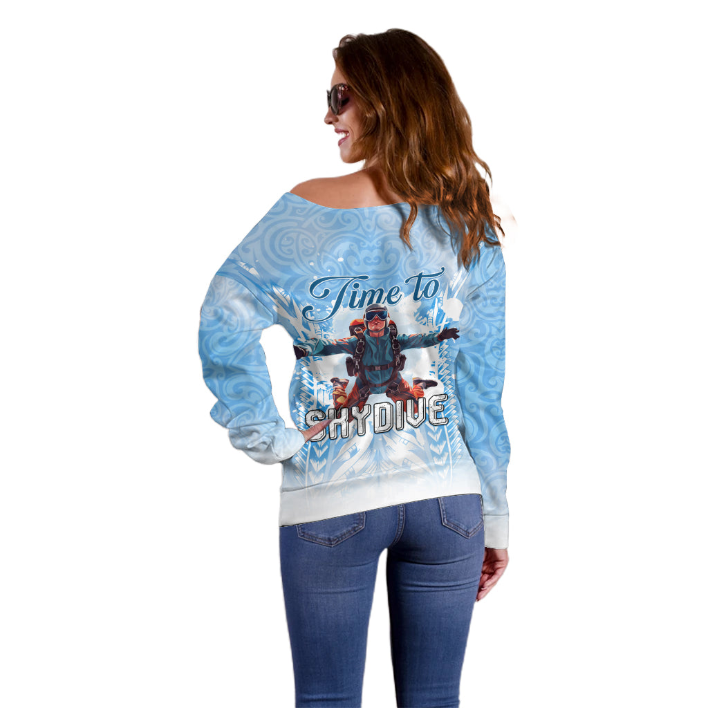 New Zealand Sky Diving Off Shoulder Sweater Lets Get High LT05 - Polynesian Pride