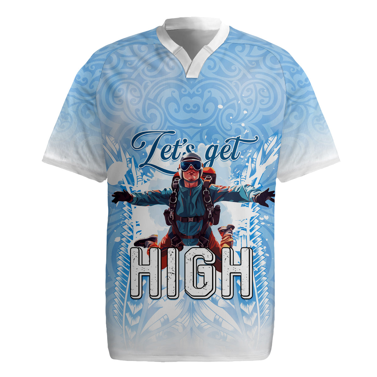 New Zealand Sky Diving Rugby Jersey Lets Get High LT05 Blue - Polynesian Pride