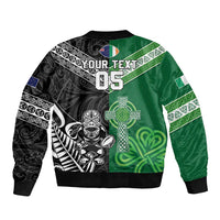 New Zealand And Ireland Rugby Custom Bomber Jacket Maori Tiki With Shamrock LT05 - Polynesian Pride