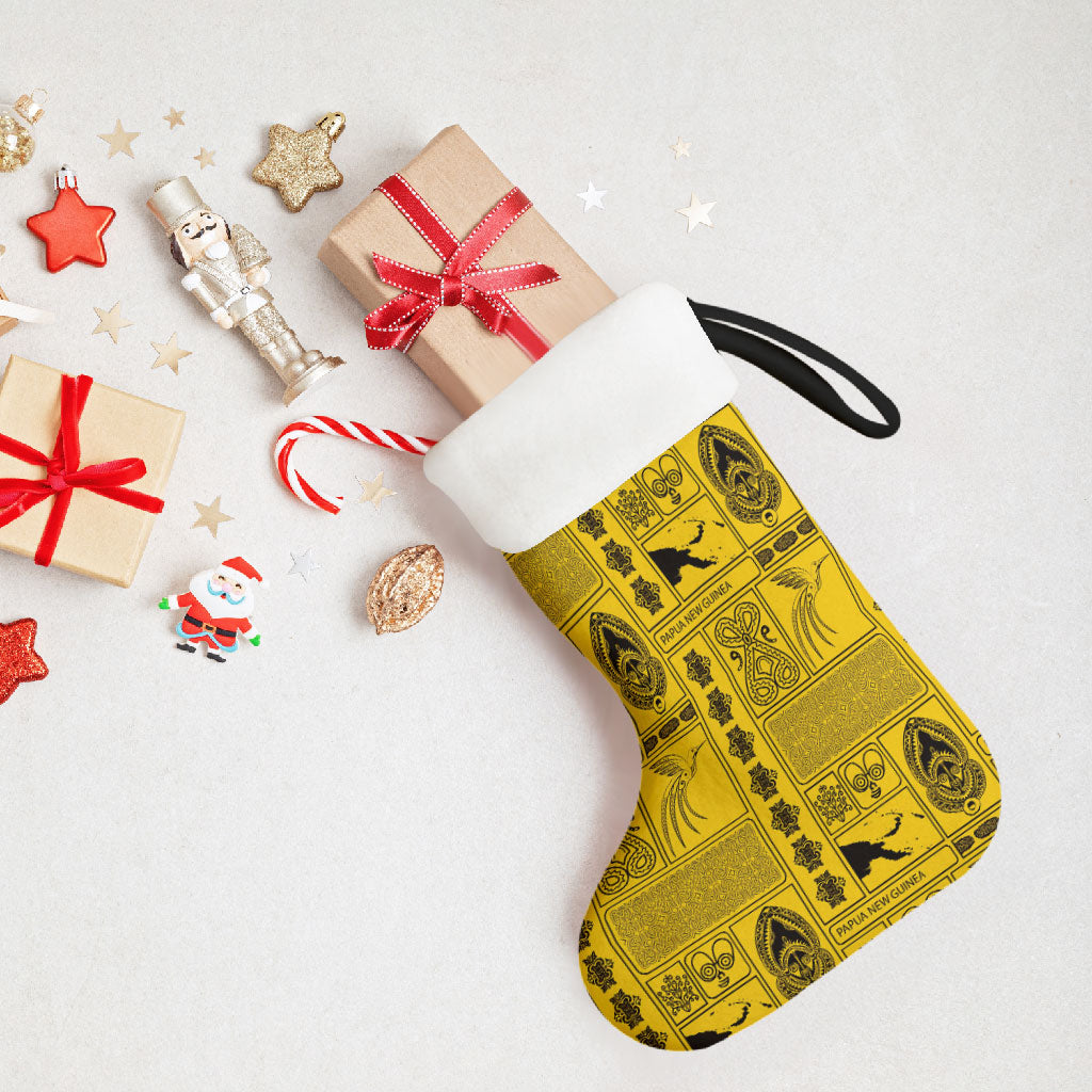 Papua New Guinea Heritage Motif Christmas Stocking Yellow Version
