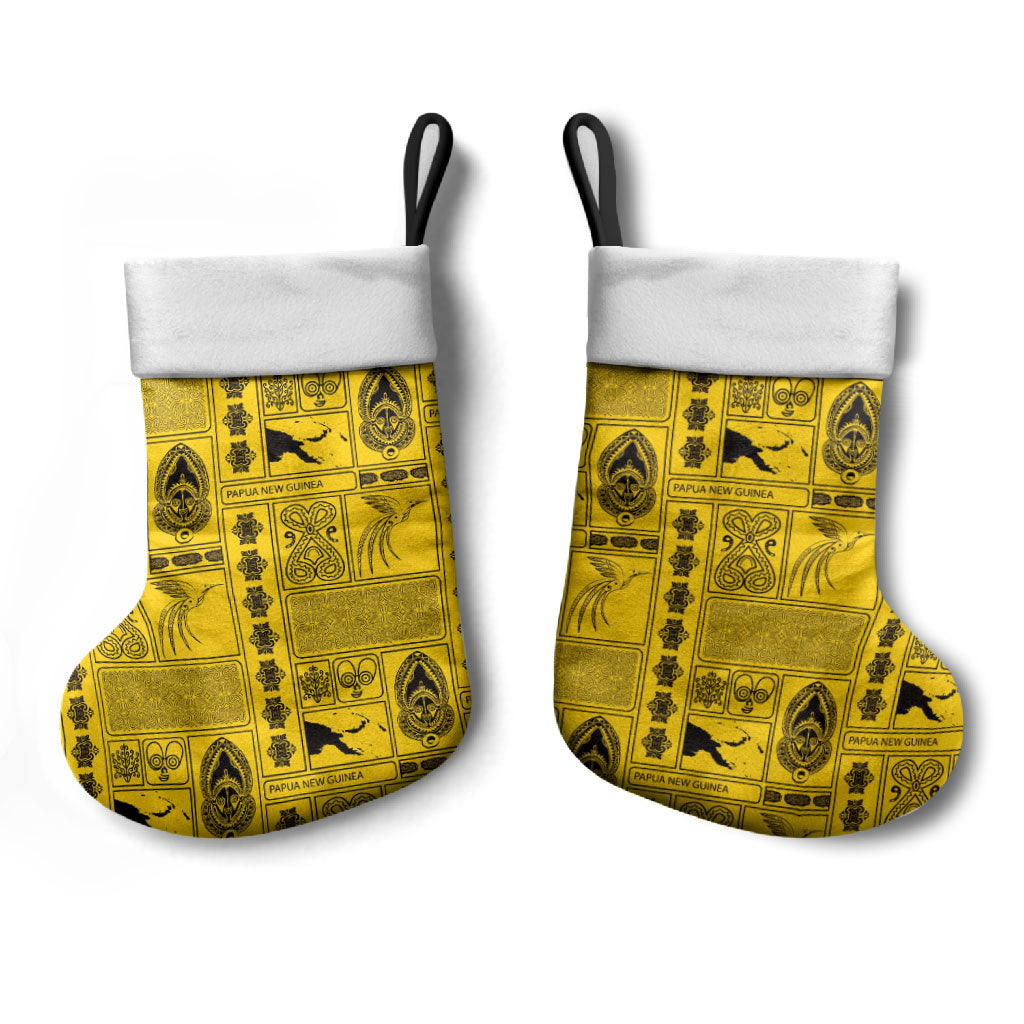 Papua New Guinea Heritage Motif Christmas Stocking Yellow Version