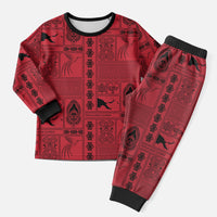 Papua New Guinea Heritage Motif Christmas Pajama Set Red Version