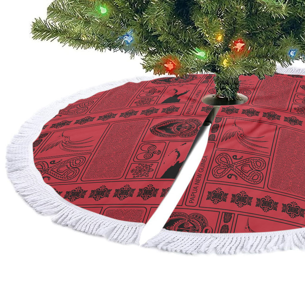 Papua New Guinea Heritage Motif Tree Skirt Red Version