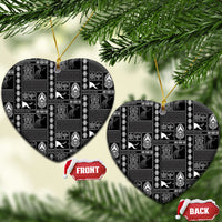 Papua New Guinea Heritage Motif Ceramic Ornament Black Version LT05 Heart Black - Polynesian Pride