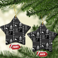 Papua New Guinea Heritage Motif Ceramic Ornament Black Version LT05 Star Black - Polynesian Pride