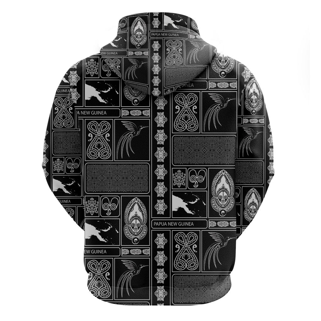 Papua New Guinea Heritage Motif Zip Hoodie Black Version LT05 - Polynesian Pride