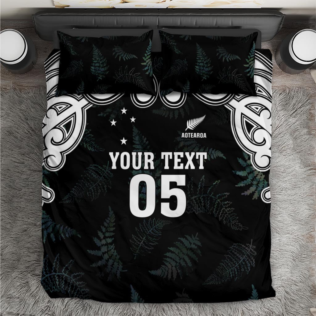 Custom New Zealand Fern Women Rugby Bedding Set Maori Pattern LT05 Black - Polynesian Pride