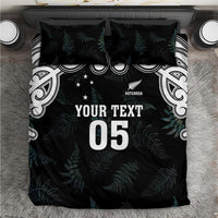 Custom New Zealand Fern Women Rugby Bedding Set Maori Pattern LT05 Black - Polynesian Pride
