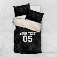 Custom New Zealand Fern Women Rugby Bedding Set Maori Pattern LT05 US Twin 172cm x 218cm Black - Polynesian Pride