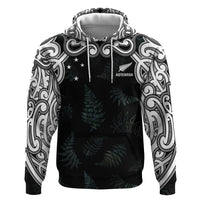 Custom New Zealand Fern Women Rugby Hoodie Maori Pattern LT05 Pullover Hoodie Black - Polynesian Pride