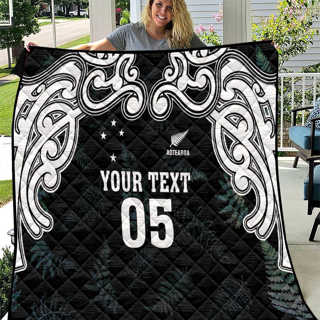 Custom New Zealand Fern Women Rugby Quilt Maori Pattern