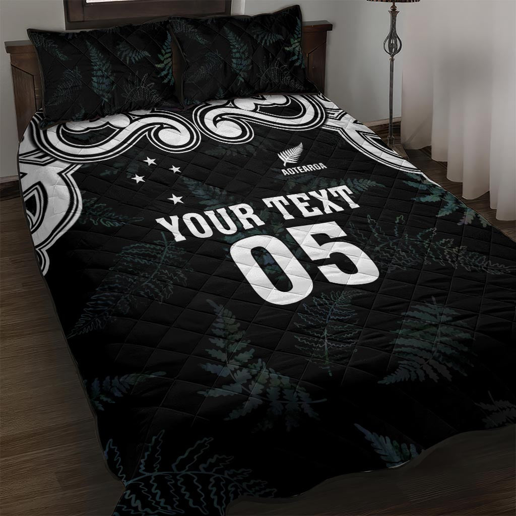 Custom New Zealand Fern Women Rugby Quilt Bed Set Maori Pattern