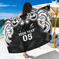 Custom New Zealand Fern Women Rugby Sarong Maori Pattern LT05 One Size 44 x 66 inches Black - Polynesian Pride