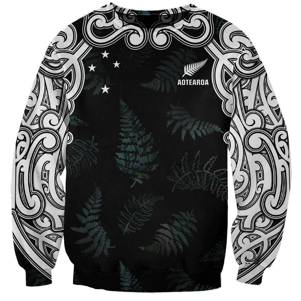 Custom New Zealand Fern Women Rugby Sweatshirt Maori Pattern LT05 Unisex Black - Polynesian Pride