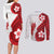 Samoa Teuila 2024 Couples Matching Long Sleeve Bodycon Dress and Long Sleeve Button Shirt Samoan Siapo Pattern Red Version