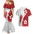 Samoa Teuila 2024 Couples Matching Mermaid Dress and Hawaiian Shirt Samoan Siapo Pattern Red Version