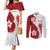 Samoa Teuila 2024 Couples Matching Mermaid Dress and Long Sleeve Button Shirt Samoan Siapo Pattern Red Version