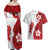 Samoa Teuila 2024 Couples Matching Off Shoulder Maxi Dress and Hawaiian Shirt Samoan Siapo Pattern Red Version