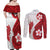 Samoa Teuila 2024 Couples Matching Off Shoulder Maxi Dress and Long Sleeve Button Shirt Samoan Siapo Pattern Red Version