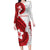 Samoa Teuila 2024 Family Matching Long Sleeve Bodycon Dress and Hawaiian Shirt Samoan Siapo Pattern Red Version