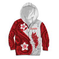 Samoa Teuila 2024 Kid Hoodie Samoan Siapo Pattern Red Version LT05 Zip Hoodie Red - Polynesian Pride