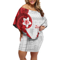 Samoa Teuila 2024 Off Shoulder Short Dress Samoan Siapo Pattern Red Version LT05 Women Red - Polynesian Pride