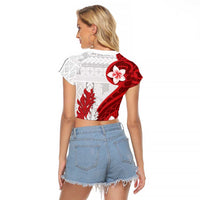 Samoa Teuila 2024 Raglan Cropped T Shirt Samoan Siapo Pattern Red Version LT05 - Polynesian Pride