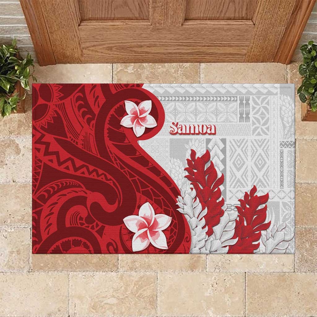 Samoa Teuila 2024 Rubber Doormat Samoan Siapo Pattern Red Version LT05 Red - Polynesian Pride
