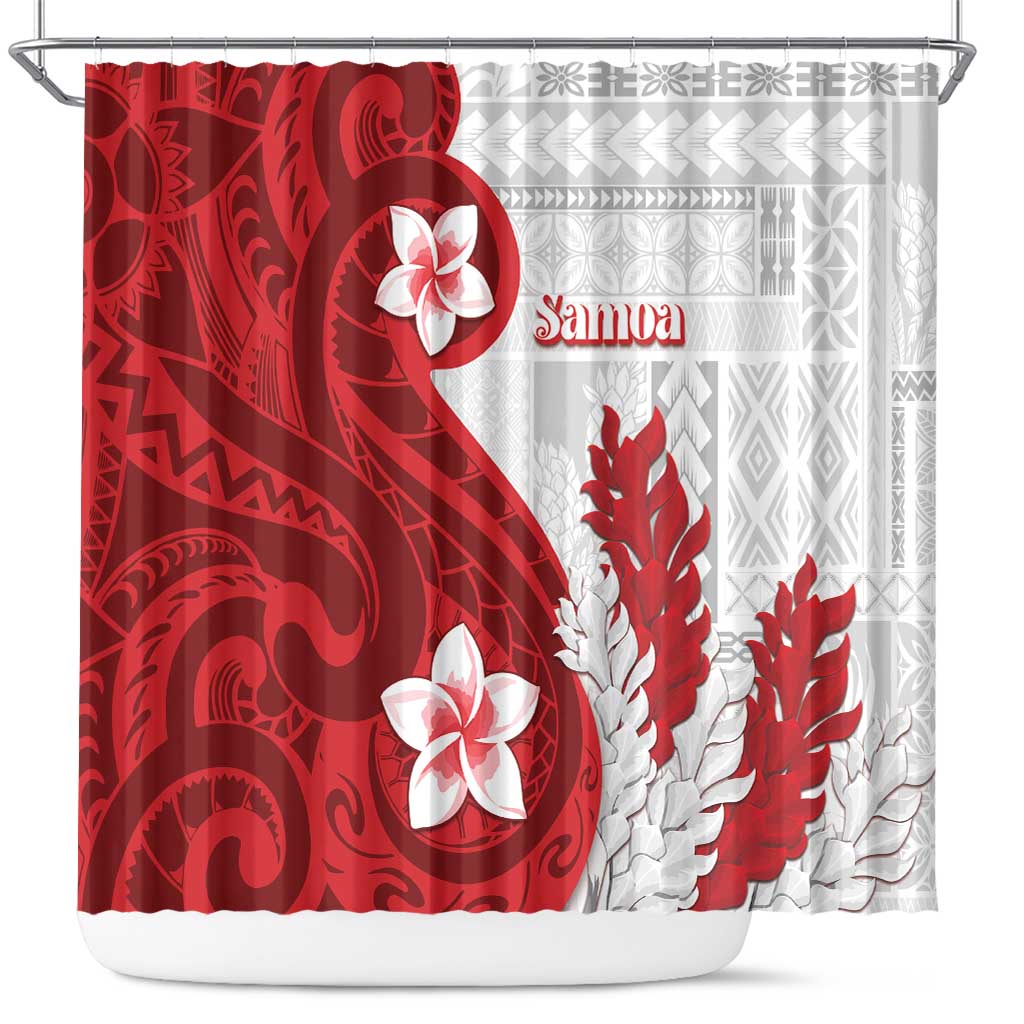 Samoa Teuila 2024 Shower Curtain Samoan Siapo Pattern Red Version LT05 Red - Polynesian Pride