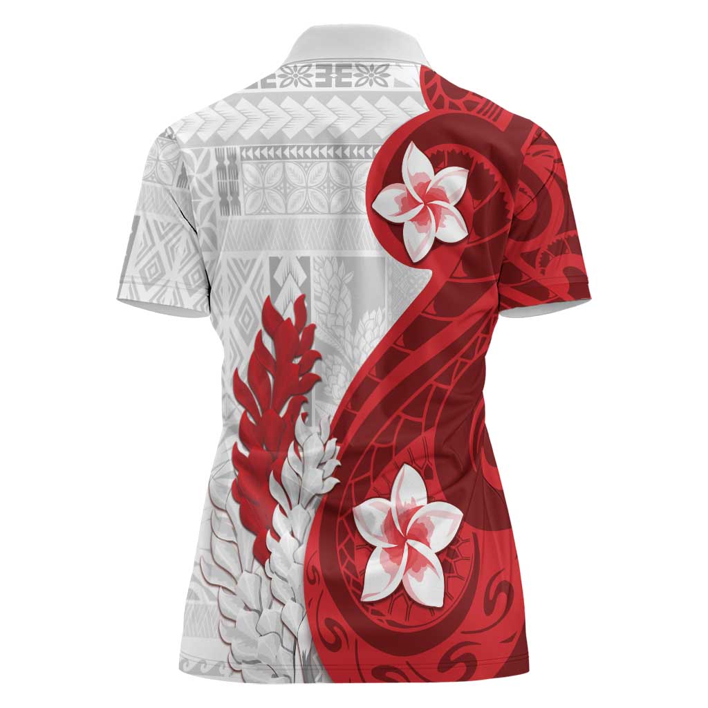 Samoa Teuila 2024 Women Polo Shirt Samoan Siapo Pattern Red Version LT05 - Polynesian Pride