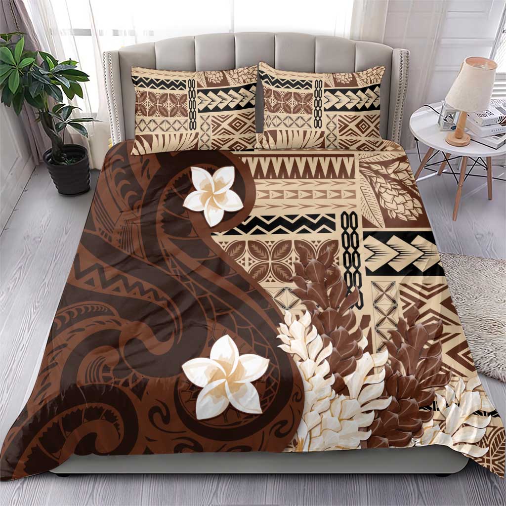 Samoa Teuila 2024 Bedding Set Samoan Siapo Pattern Brown Version LT05 - Polynesian Pride