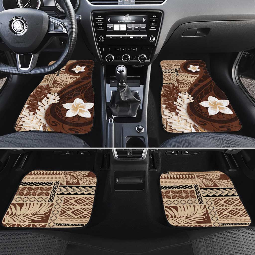 Samoa Teuila 2024 Car Mats Samoan Siapo Pattern Brown Version LT05 Set 4pcs Brown - Polynesian Pride