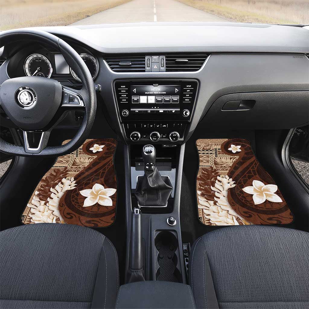 Samoa Teuila 2024 Car Mats Samoan Siapo Pattern Brown Version LT05 Set 2pcs - Front Brown - Polynesian Pride