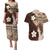 Samoa Teuila 2024 Couples Matching Puletasi and Hawaiian Shirt Samoan Siapo Pattern Brown Version