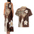 Samoa Teuila 2024 Couples Matching Tank Maxi Dress and Hawaiian Shirt Samoan Siapo Pattern Brown Version