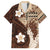 Samoa Teuila 2024 Family Matching Long Sleeve Bodycon Dress and Hawaiian Shirt Samoan Siapo Pattern Brown Version