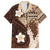 Samoa Teuila 2024 Family Matching Off The Shoulder Long Sleeve Dress and Hawaiian Shirt Samoan Siapo Pattern Brown Version